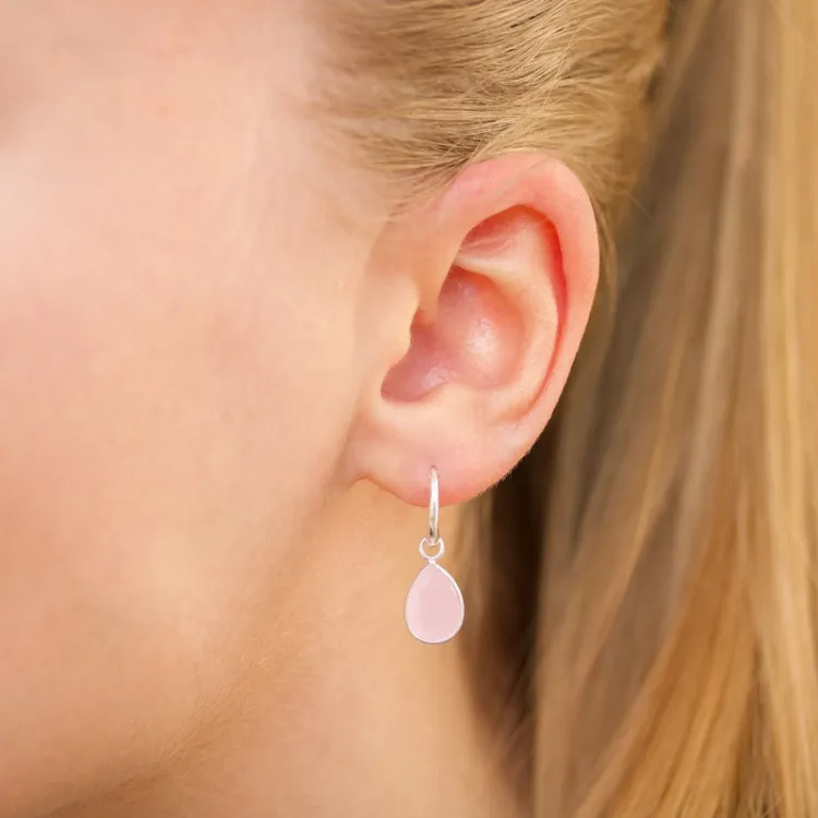 Tropfen rose Bergkristall Ohrringe in Silber - Loom Stones