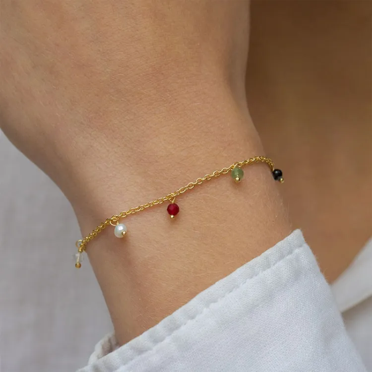 Schmuckstein Armband aus vergoldetem Sterlingsilber  x   - Loom Stones