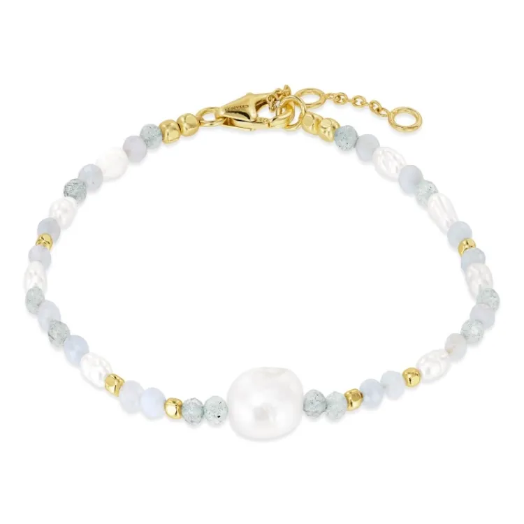 blauem Armband aus vergoldetem Sterlingsilber - Loom Stones