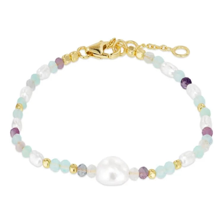 blauem Armband aus vergoldetem Sterlingsilber - Loom Stones