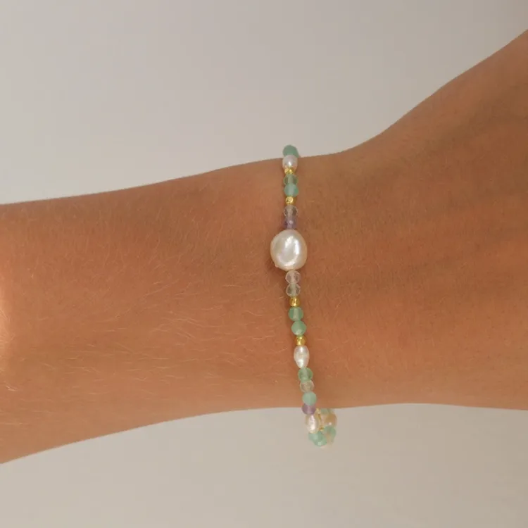 blauem Armband aus vergoldetem Sterlingsilber - Loom Stones