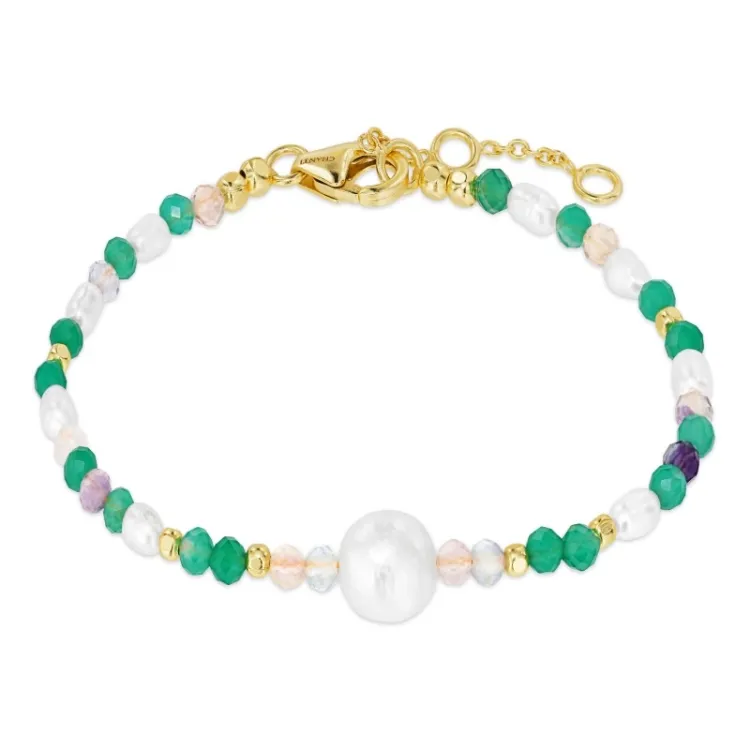 grünem Armband aus vergoldetem Sterlingsilber - Loom Stones
