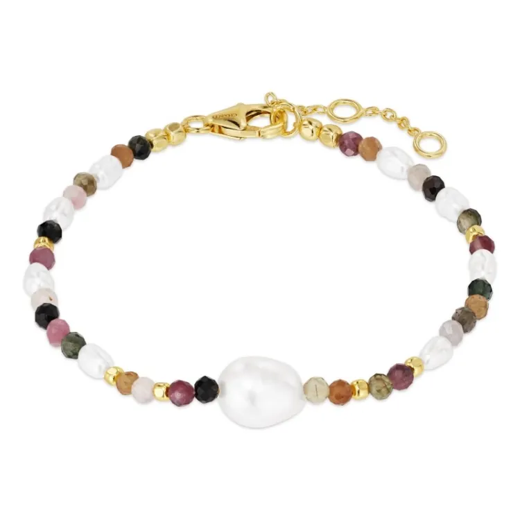 mehrfarbigem Armband aus vergoldetem Sterlingsilber - Loom Stones