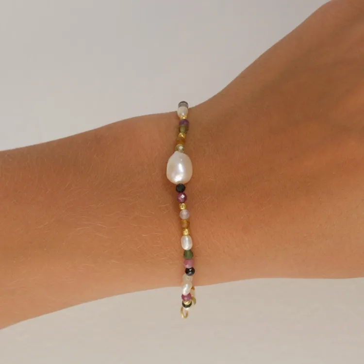 mehrfarbigem Armband aus vergoldetem Sterlingsilber - Loom Stones