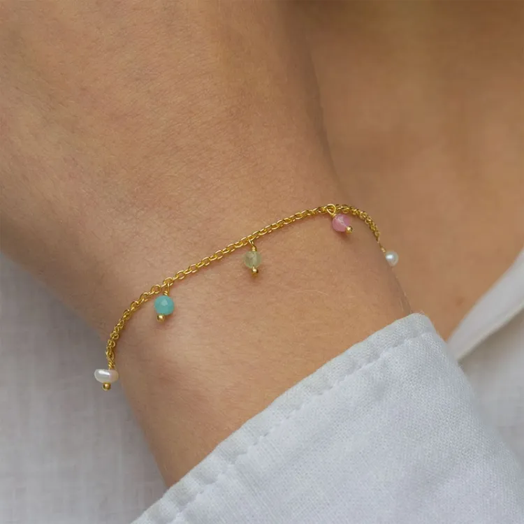 Schmuckstein Armband aus vergoldetem Sterlingsilber  x   - Loom Stones