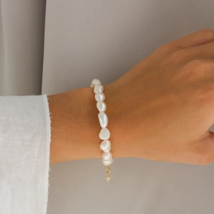 Perle Armband aus vergoldetem Sterlingsilber
