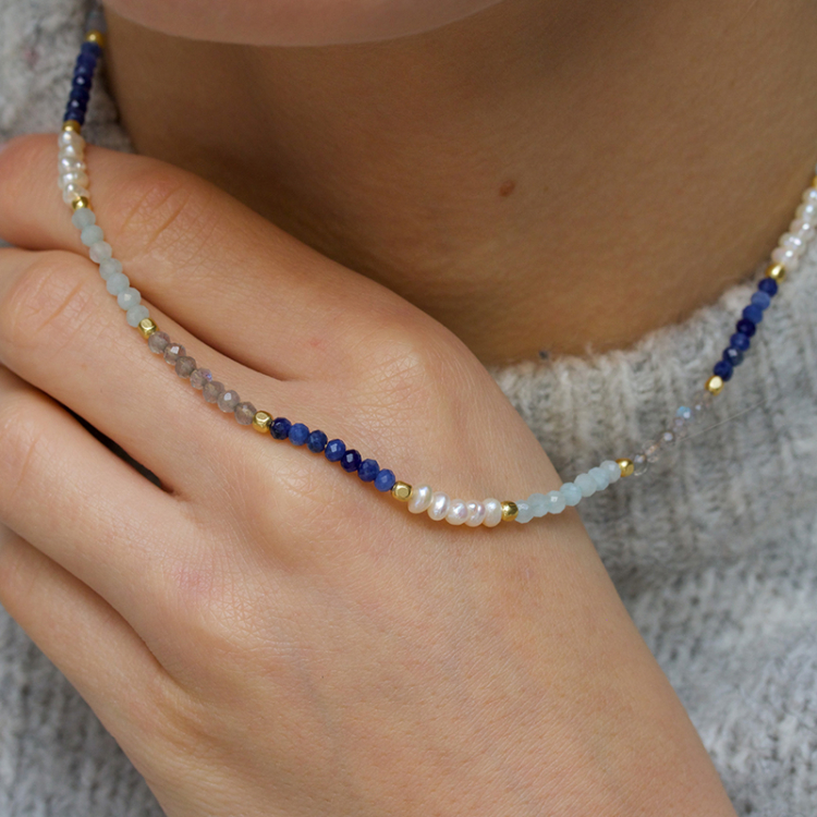 Halskette aus vergoldetem Sterlingsilber - Loom Stones