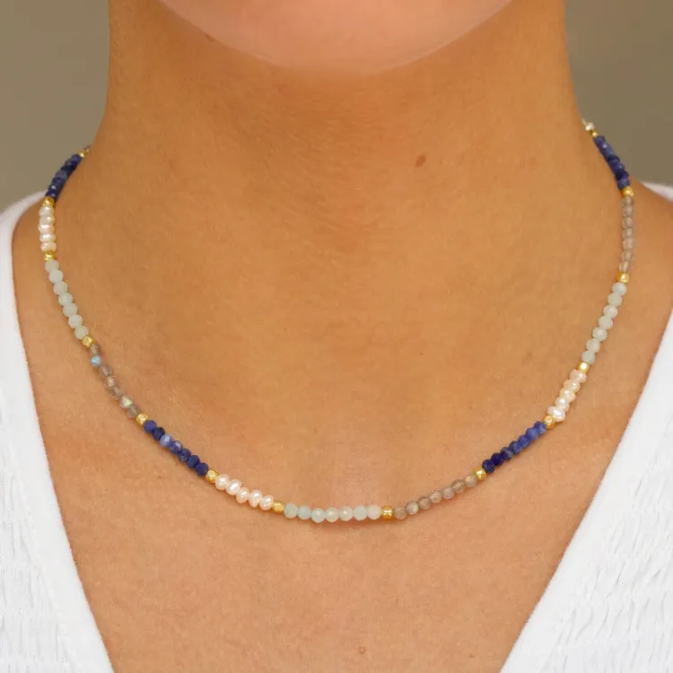 Halskette aus vergoldetem Sterlingsilber - Loom Stones