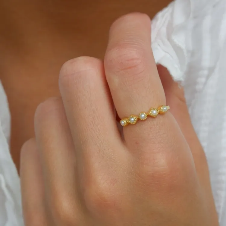 Perle Ring aus vergoldetem Sterlingsilber
