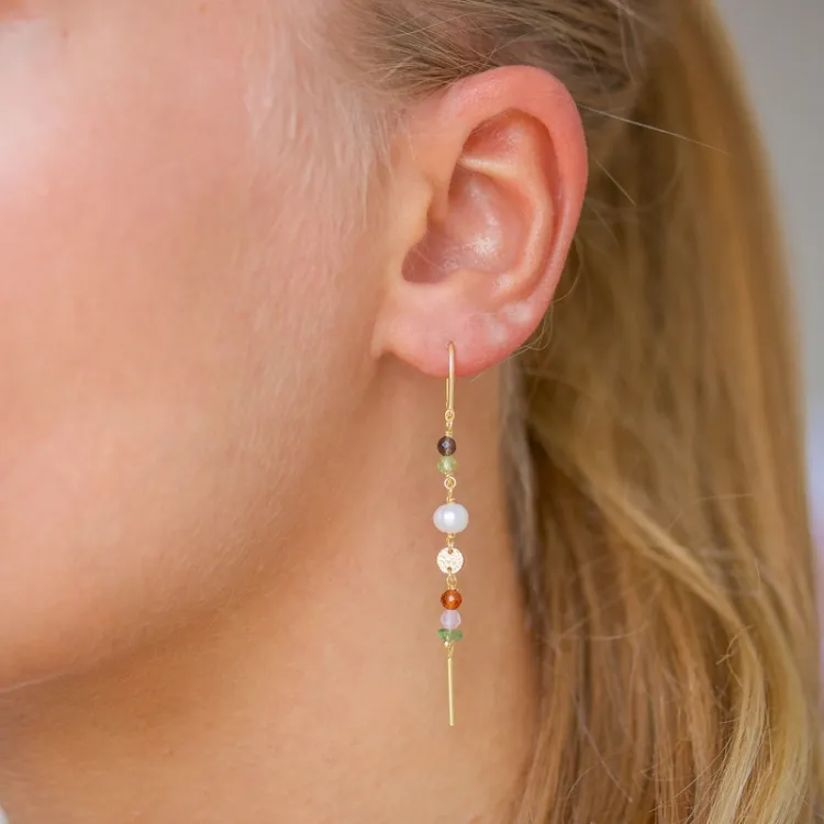 lange ketten ohrringe in vergoldetem Sterlingsilber - Loom Stones