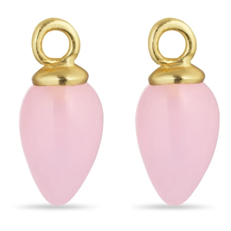 rose Bergkristall Anhänger für Ohrringe in vergoldetem Silber - Mix & Match