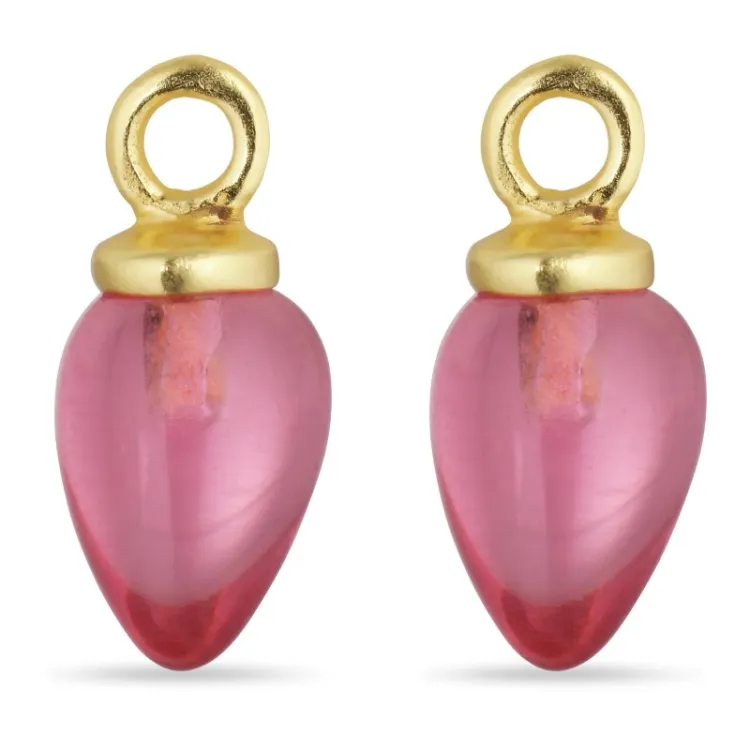 pink Bergkristall Anhänger für Ohrringe in vergoldetem Silber - Mix & Match