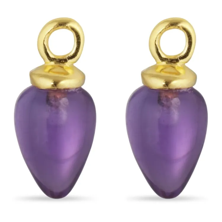 violettem Bergkristall Anhänger für Ohrringe in vergoldetem Silber - Mix & Match