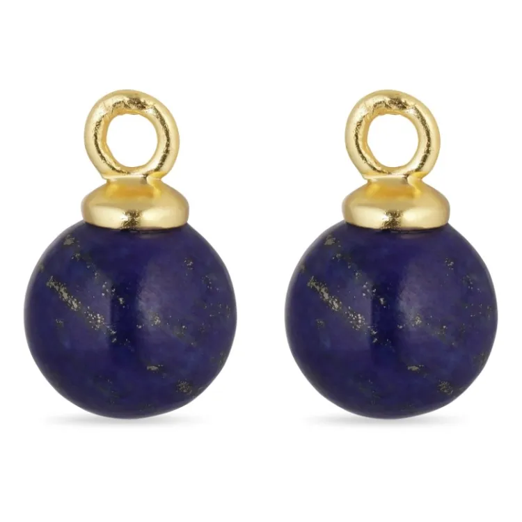8 mm Lapis Lazuli Anhänger für Ohrringe in vergoldetem Silber - Mix & Match
