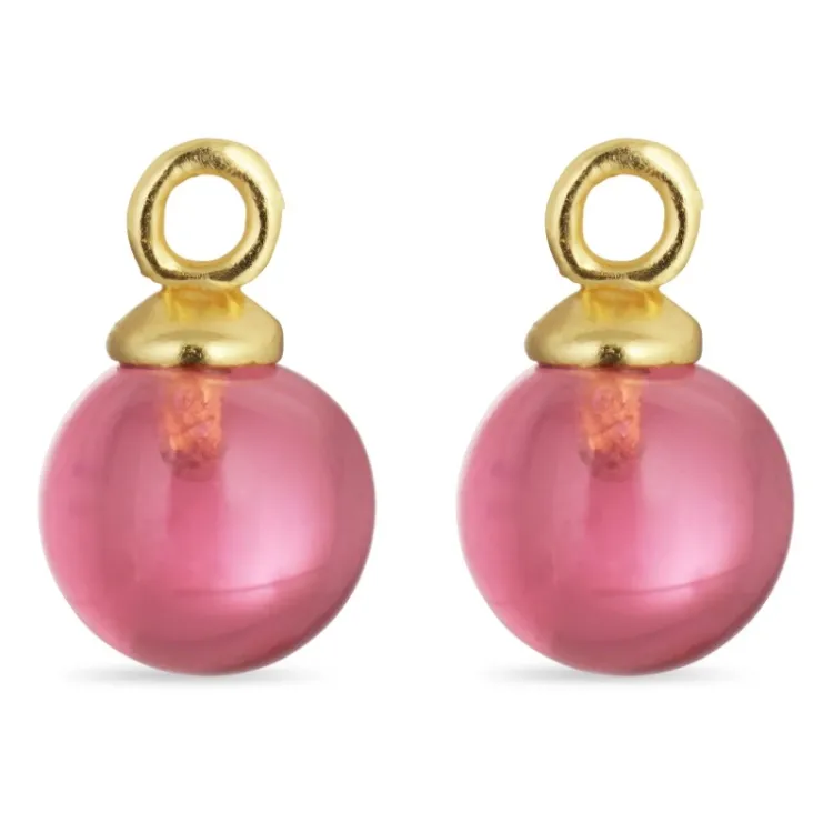 8 mm pink Bergkristall Anhänger für Ohrringe in vergoldetem Silber - Mix & Match