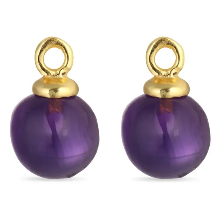 8 mm violettem Bergkristall Anhänger für Ohrringe in vergoldetem Silber - Mix & Match