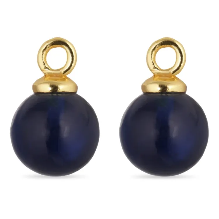 8 mm synthetisch blauem Saphir Anhänger für Ohrringe in vergoldetem Silber - Mix & Match