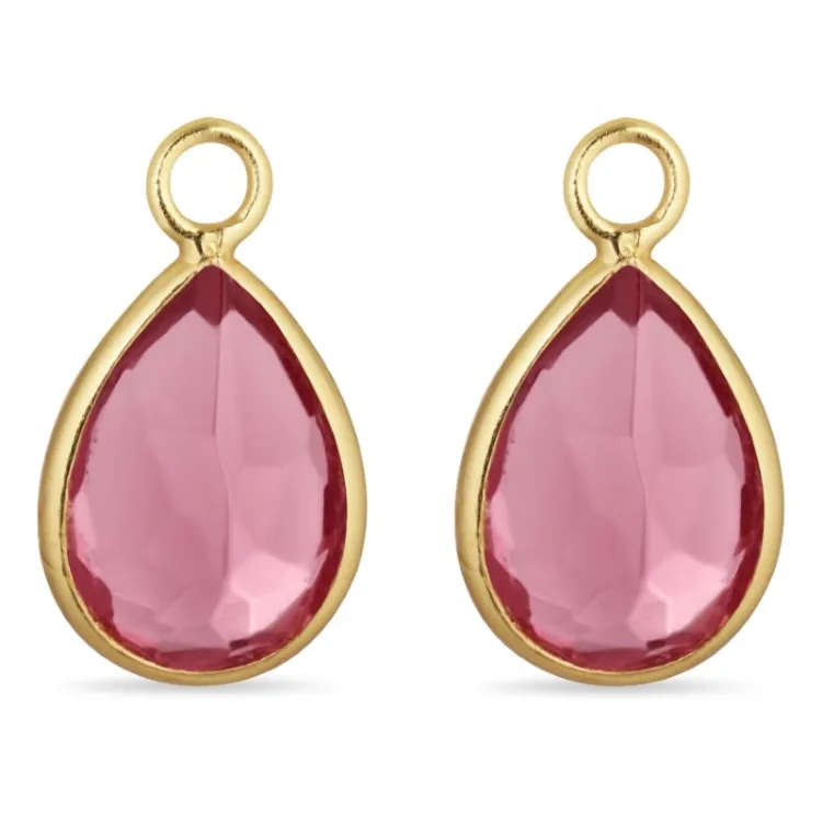 Tropfen pink Bergkristall Anhänger für Ohrringe in vergoldetem Silber - Mix & Match