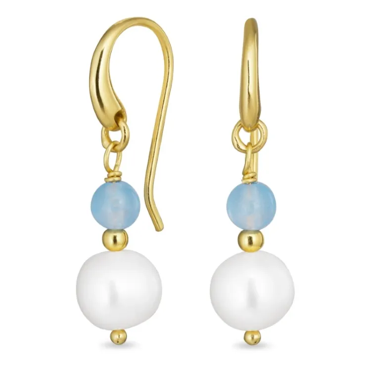 lange blauem Onyxe Ohrringe in vergoldetem Silber - Loom Stones