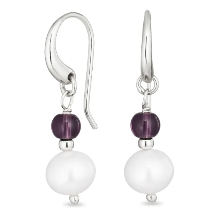 lange violettem Bergkristall Ohrringe in Silber - Loom Stones