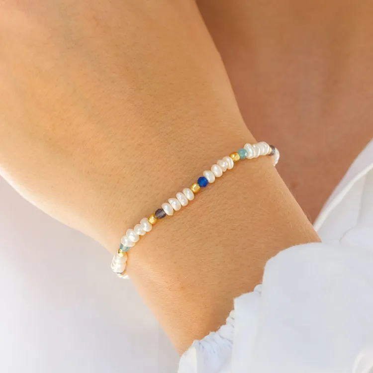 Schmuckstein Armband aus vergoldetem Sterlingsilber  x   - Loom Stones