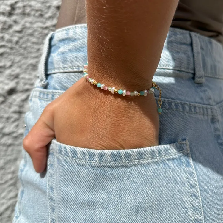 Schmuckstein Armband aus vergoldetem Sterlingsilber  x   - Loom Stones