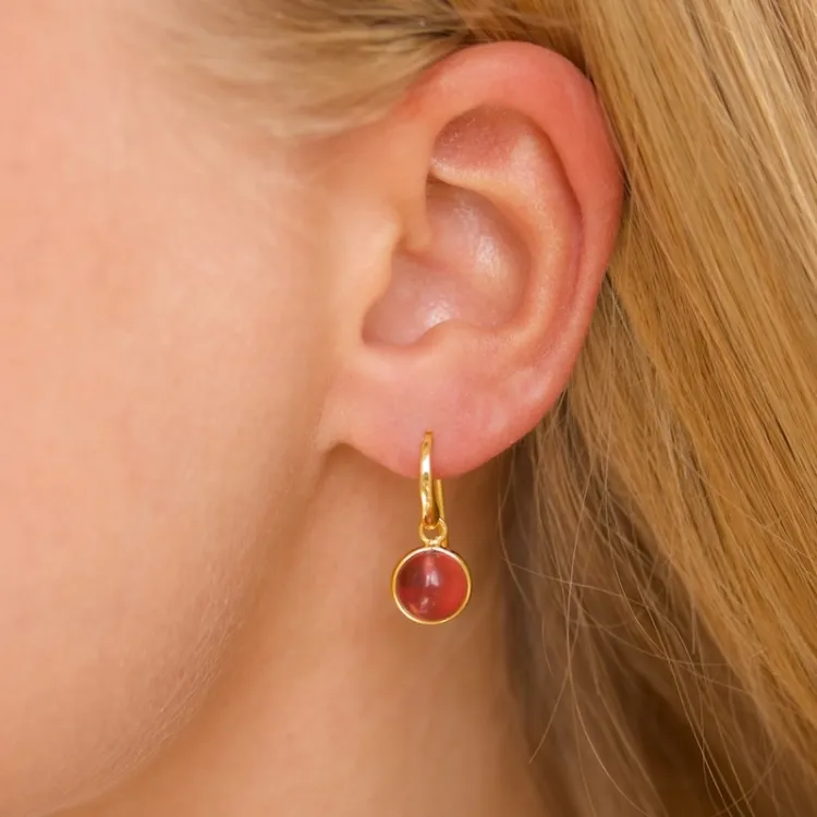 runden pink Bergkristall Ohrringe in vergoldetem Silber - Loom Stones