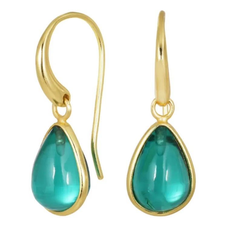Tropfen Aqua Bergkristall Ohrringe in vergoldetem Sterlingsilber - Loom Stones
