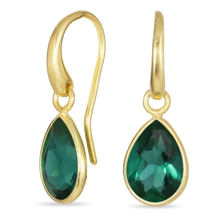 Tropfen Aqua Bergkristall Ohrringe in vergoldetem Silber - Loom Stones