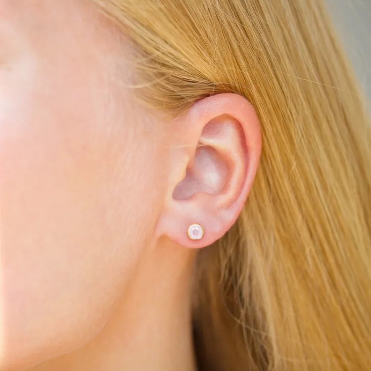 5 mm rose Bergkristall Ohrstecker in vergoldetem Sterlingsilber - Loom Stones