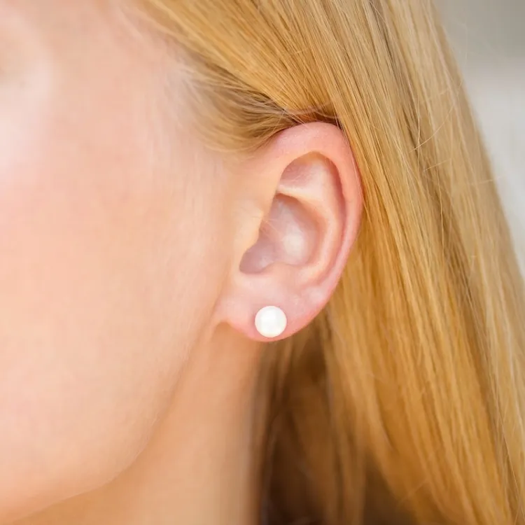 7 mm Perle Ohrstecker in vergoldetem Sterlingsilber