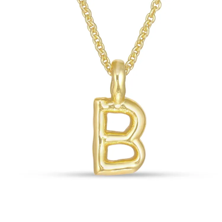 buchstab b Anhänger mit Halskette aus vergoldetem Sterlingsilber - My Letter