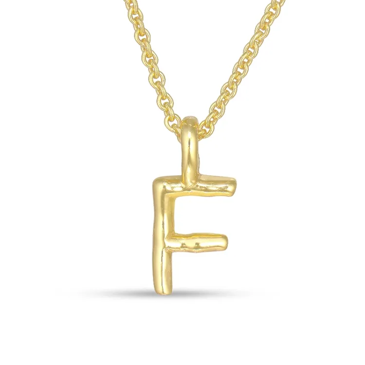 buchstab f Anhänger mit Halskette aus vergoldetem Sterlingsilber - My Letter