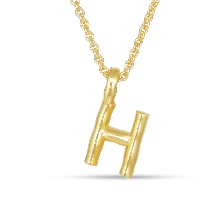 buchstab h Anhänger mit Halskette aus vergoldetem Sterlingsilber - My Letter
