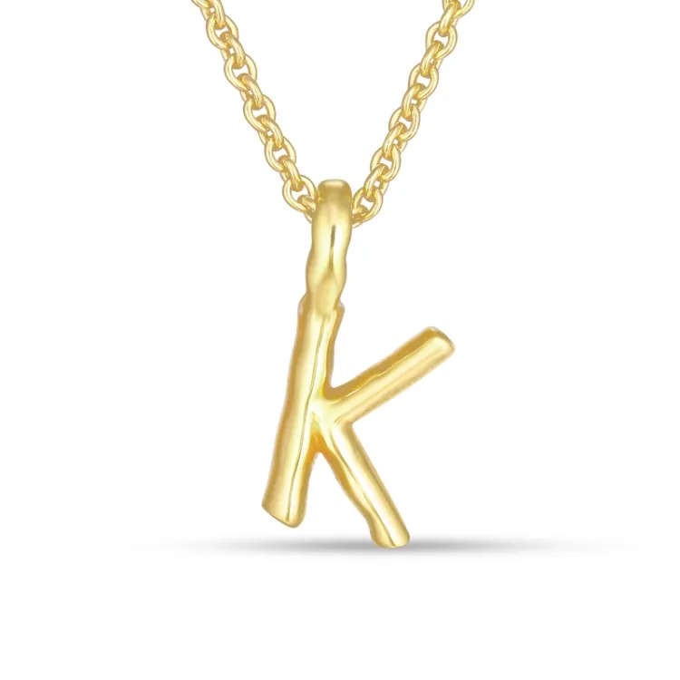 buchstab k Anhänger mit Halskette aus vergoldetem Sterlingsilber - My Letter