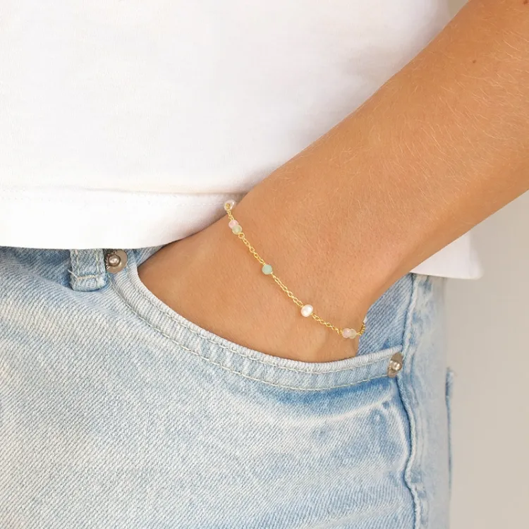 mehrfarbigem Armband aus vergoldetem Sterlingsilber - Loom Stones