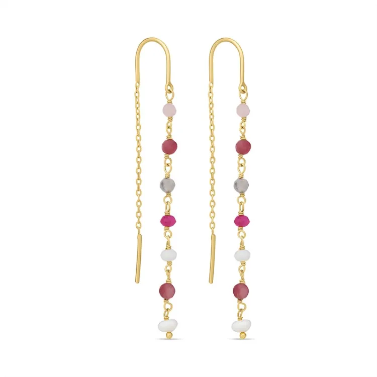 pink ketten ohrringe in vergoldetem Silber - Loom Stones