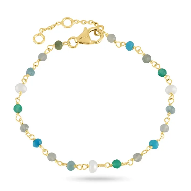 blauem Schmuckstein Armband aus vergoldetem Sterlingsilber 16 + 3 cm x 3,5 mm  - Loom Stones
