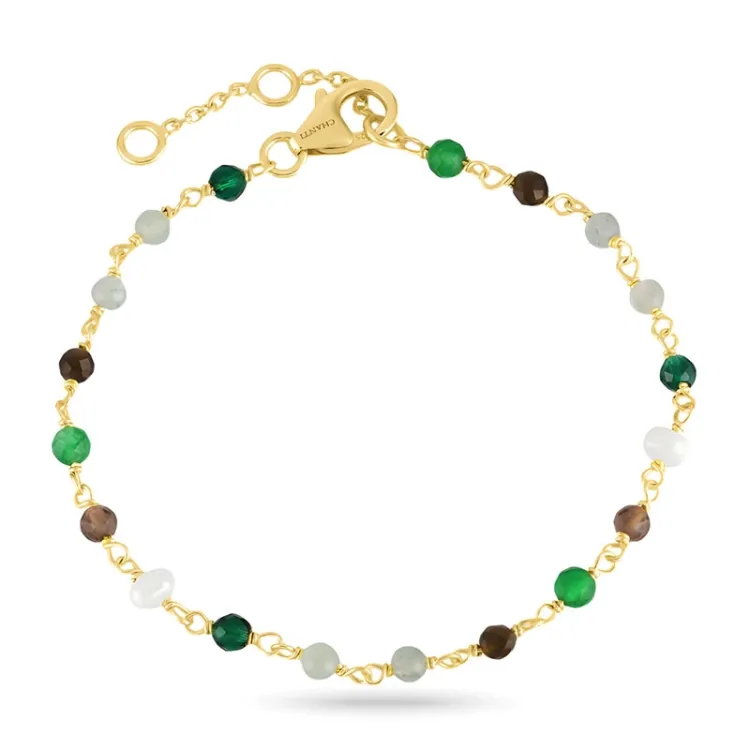 grünem Armband aus vergoldetem Sterlingsilber - Loom Stones