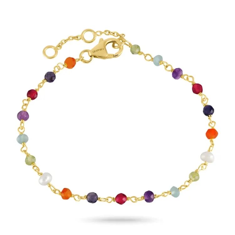 mehrfarbigem Armband aus vergoldetem Sterlingsilber - Loom Stones