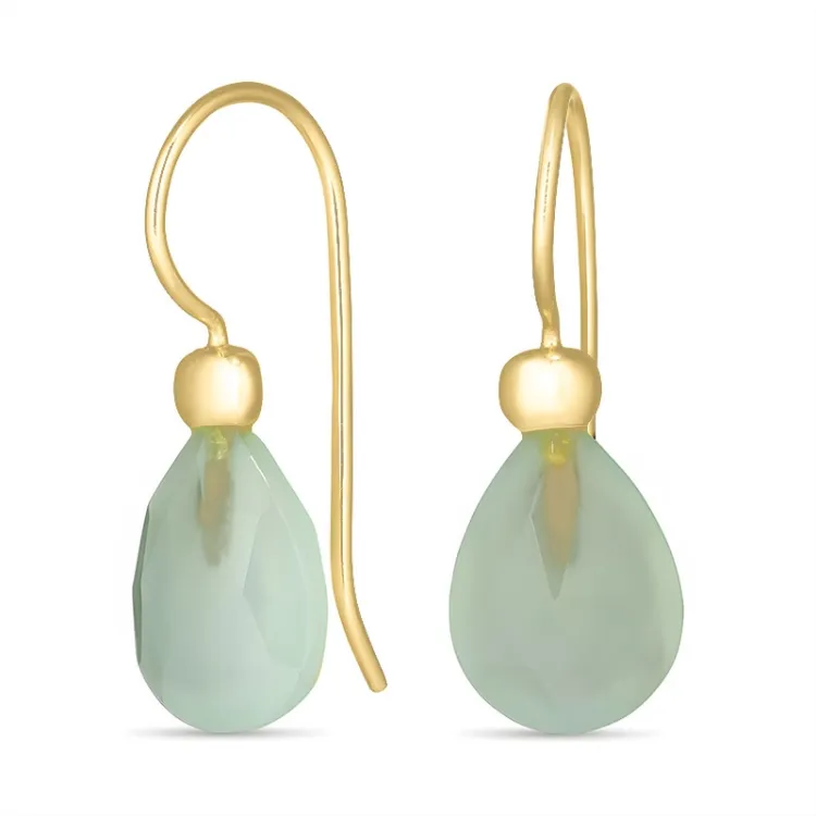 prehnite Ohrringe in vergoldetem Silber - Loom Stones