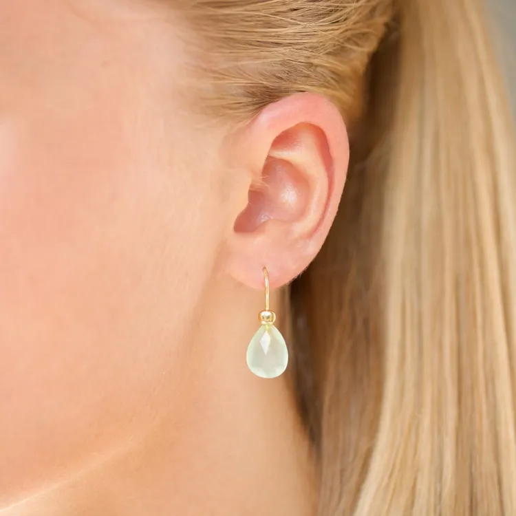prehnite Ohrringe in vergoldetem Silber - Loom Stones