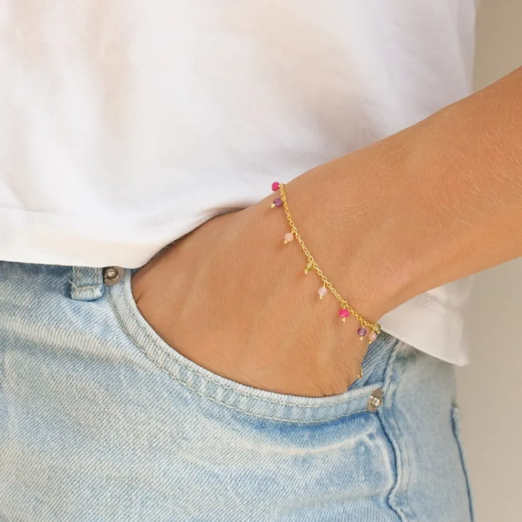 mehrfarbigem Armband aus vergoldetem Sterlingsilber - Loom Stones