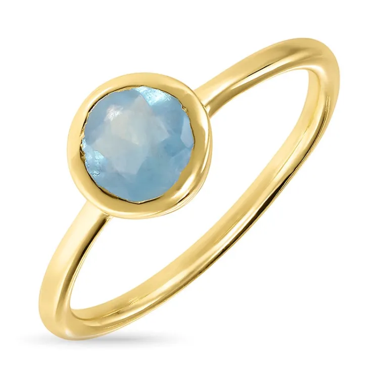 runder Aquamarin Ring aus vergoldetem Sterlingsilber - Loom Stones