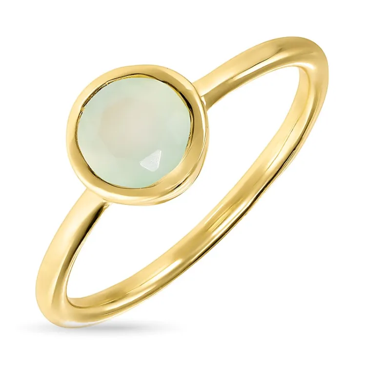 runder prehnite Ring aus vergoldetem Sterlingsilber - Loom Stones