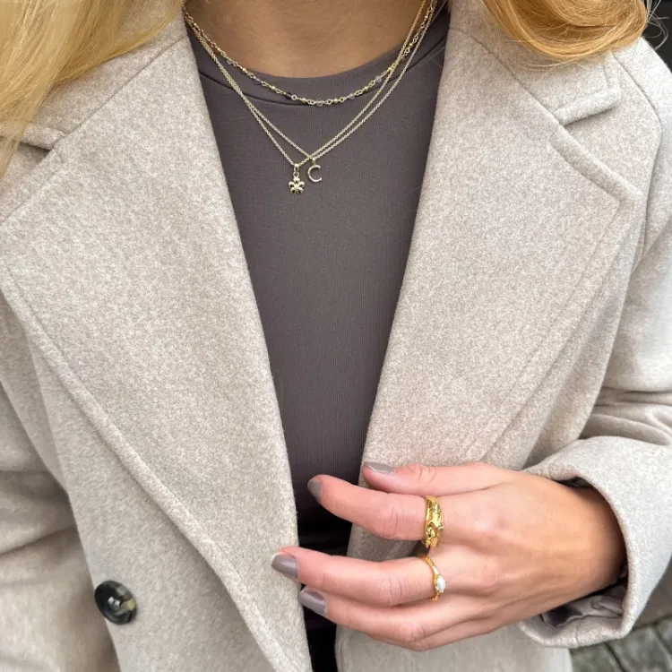 weißem Perle Ring aus vergoldetem Sterlingsilber - Lumé Etched