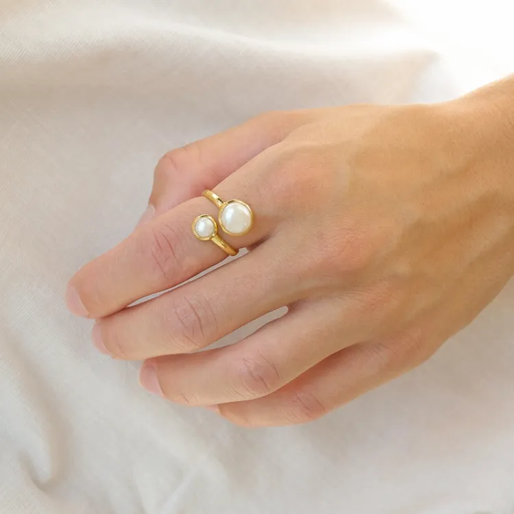 Perle Ring aus vergoldetem Sterlingsilber
