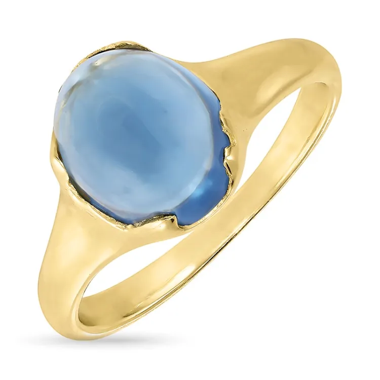 dunkelblauem Bergkristall Ring aus vergoldetem Sterlingsilber - Loom Stones