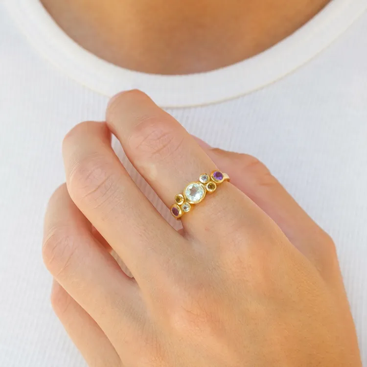 mehrfarbigem Ring aus vergoldetem Sterlingsilber - Bubbly Twist