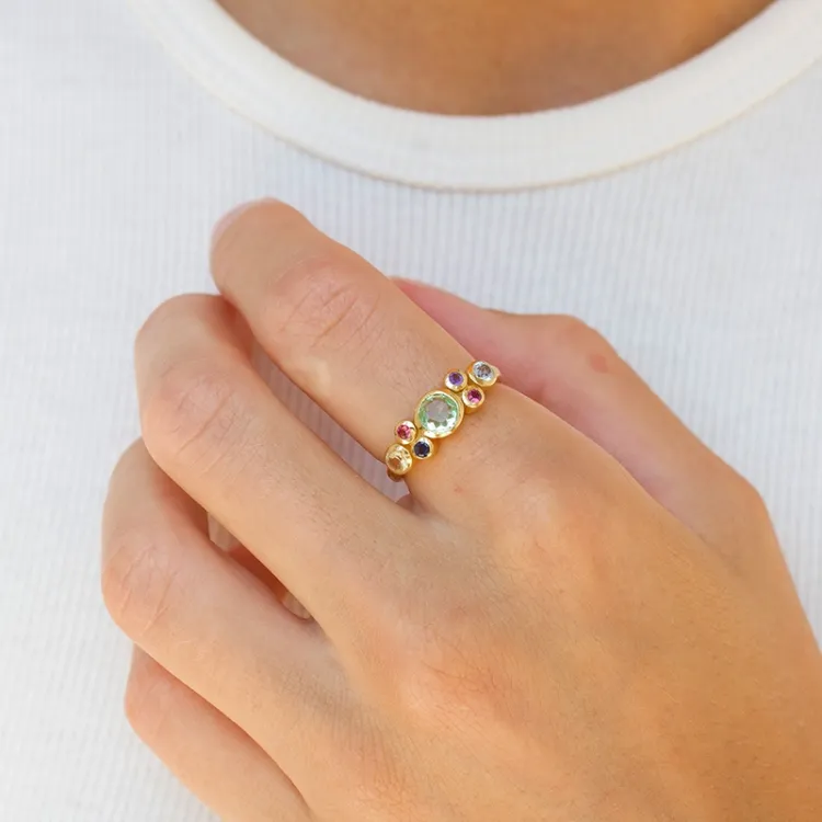mehrfarbigem Ring aus vergoldetem Sterlingsilber - Bubbly Twist